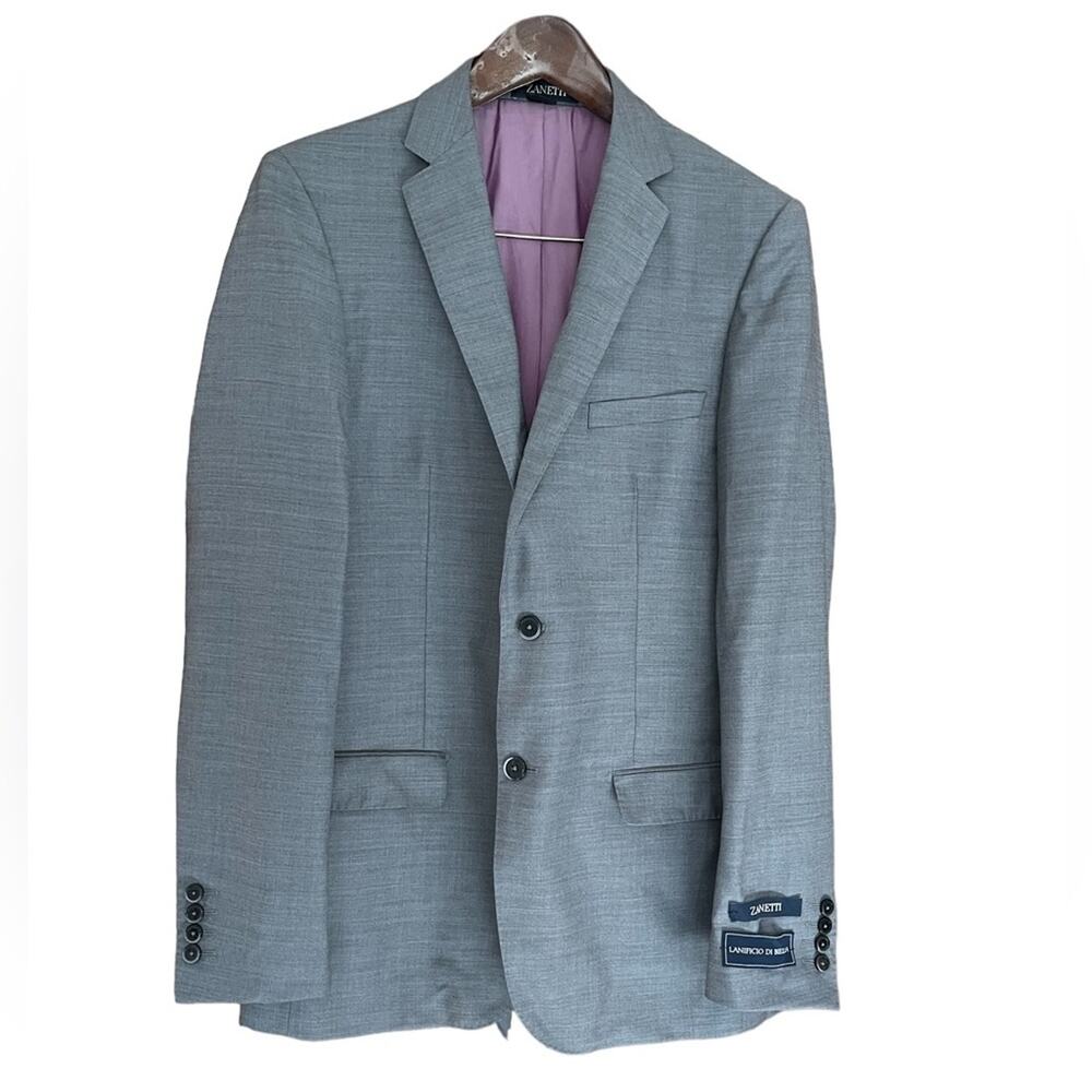 Zanetti Lanificio Di Biella Men's Gray Porto Suit Jacket 44L NWT MSRP $395